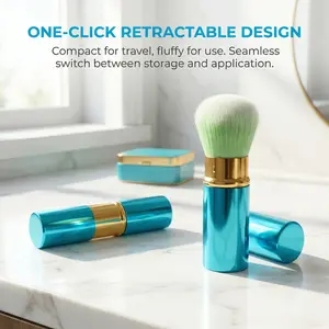 Retractable Makeup Brush – Portable Fluffy Face Powder Brush, One-Click Travel Design