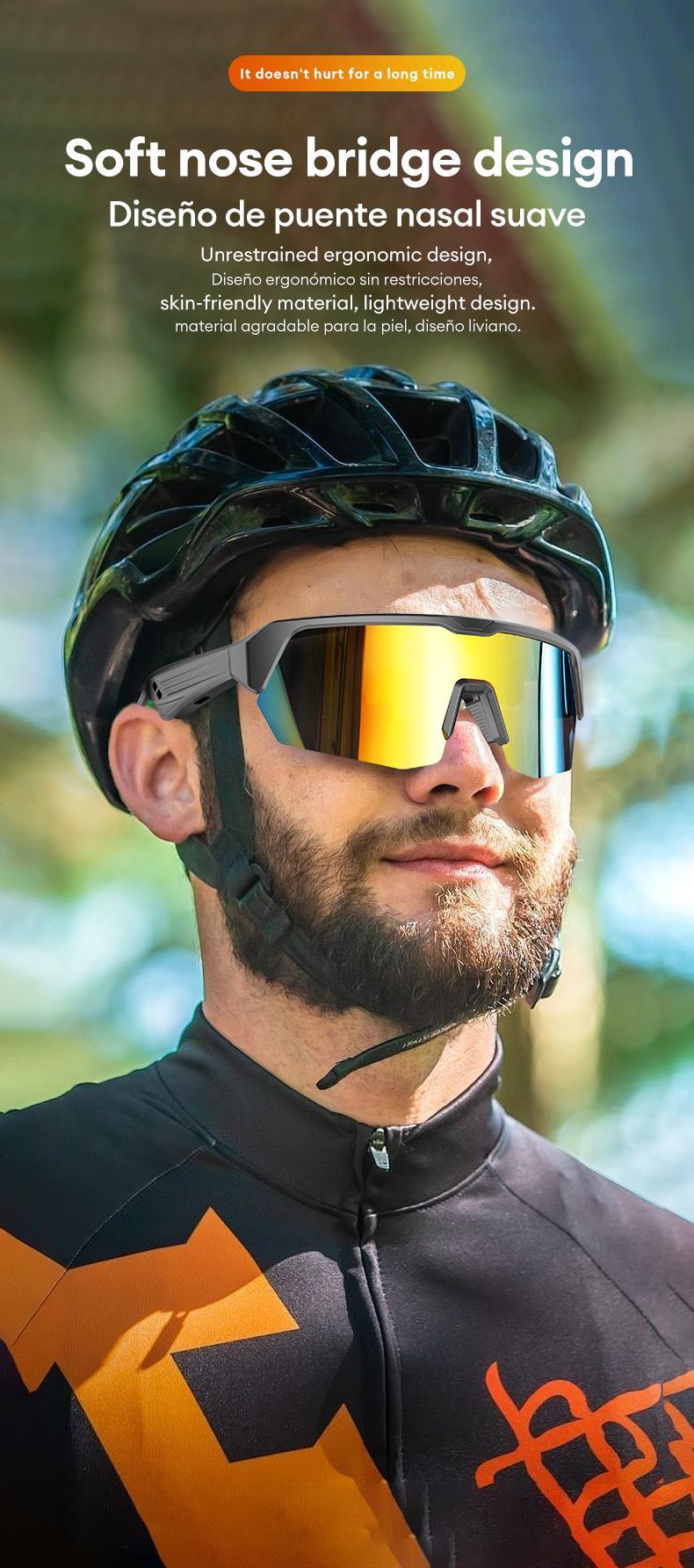 PAXA YJ-006 Cycling Sports Bluetooth Glasses 2-in-1 UV 400 filtration and anti-blue light One-touch control on/off incoming call play pause Wake up the voice assistant Suitable for running cycling fishing and hiking