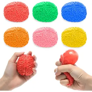 6 Pcs Brain Stress Ball Bulk Mini Stress Balls Bulk Brain Fidget Splat Balls Hand Muscle Exercise Pressure Toy Halloween Funny Toy for Adults Object Recognition Party Prop Favors Gift