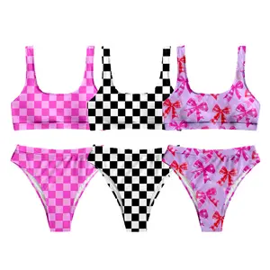 Women's High-Waisted Swim Sets for Women - Comfortable, Stylish, Quick-Drying, Breathable Beachwear Fit Bathing Suit for Sports & Outdoor Use | Colorblock Bikini Outfits, Swimsuits Bikinis, Bathing Suit Women Set, Women's Swimsuits
