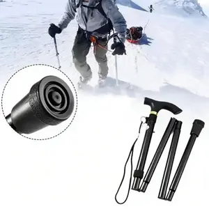 Multifunctional Walking Stick Trekking Pole Adjustable Folding Cane Hiking Poles Elderly Metal Walking Stick Outdoor Hand Cane Hiking Essentials