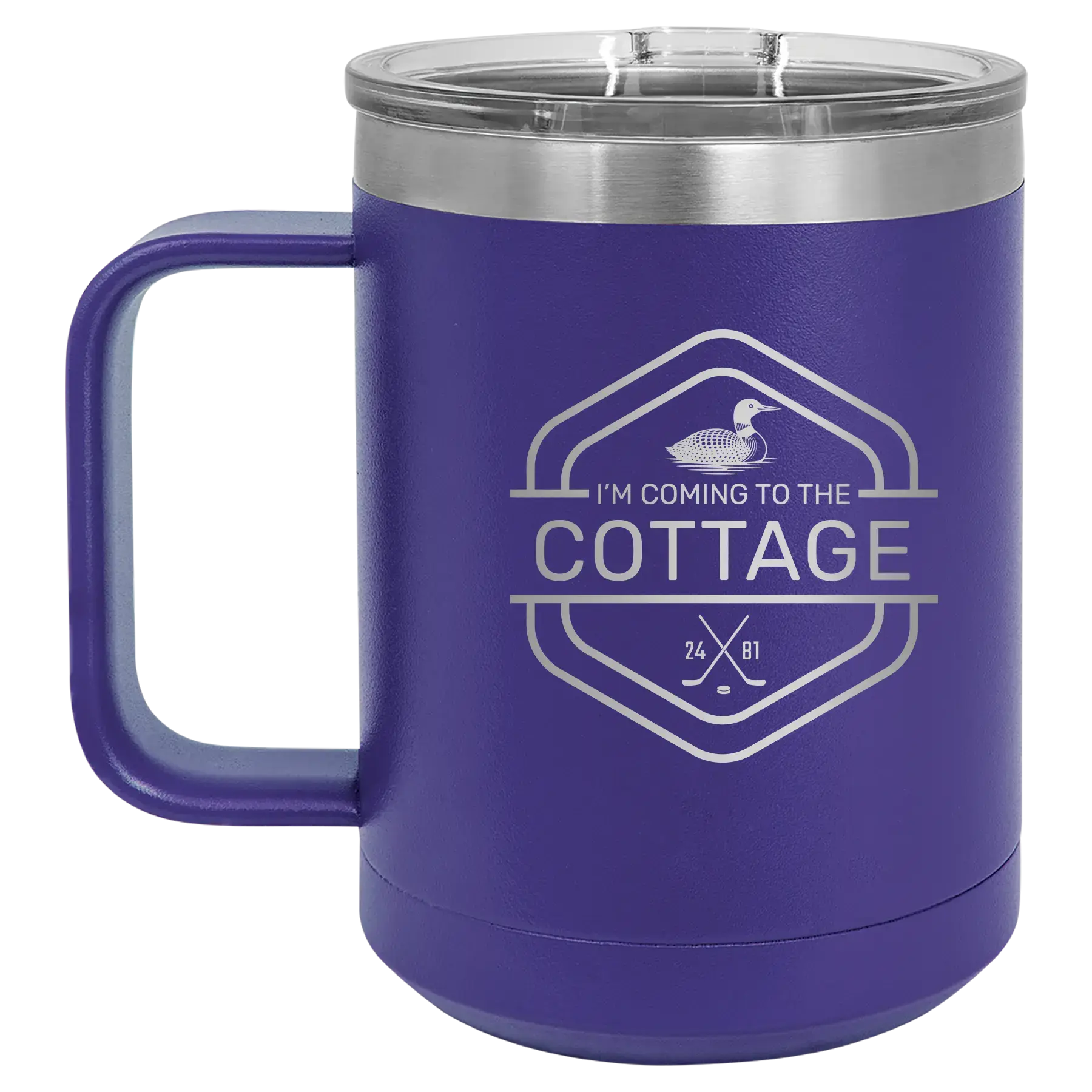 I'm Coming to the Cottage (Loon) 15 oz Mug | Purple