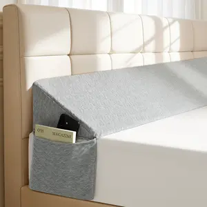 Shilucheng Wedge Triangle Pillow for Bed Gap Filler Triangular Foam Support Cushion for Headboard Multifunctional Backrest for Reading Sleeping with Side Pocket