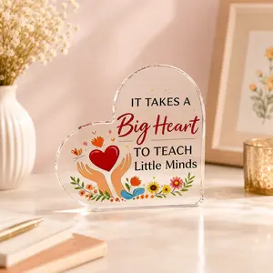 Teacher Appreciation Gifts End of Year, Acrylic Heart Shape Plaque for Women Men, Thank You Keepsake for Teacher Retirement, Classroom Appreciation Gift from Student Parent