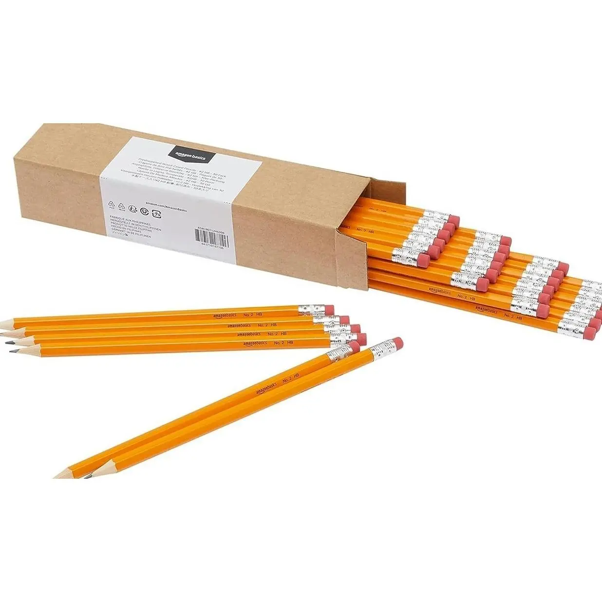 Wood-Cased #2 HB School Pencils with Erasers for Writing and Drawing, Pre-sharpened, Soft Strong Lead, Orange, 30 Count