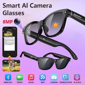 BV100 8MP Camera Glasses Smart Glasses with AI Translator 165+ Languages for Travel Photochromic Lenses Outdoor