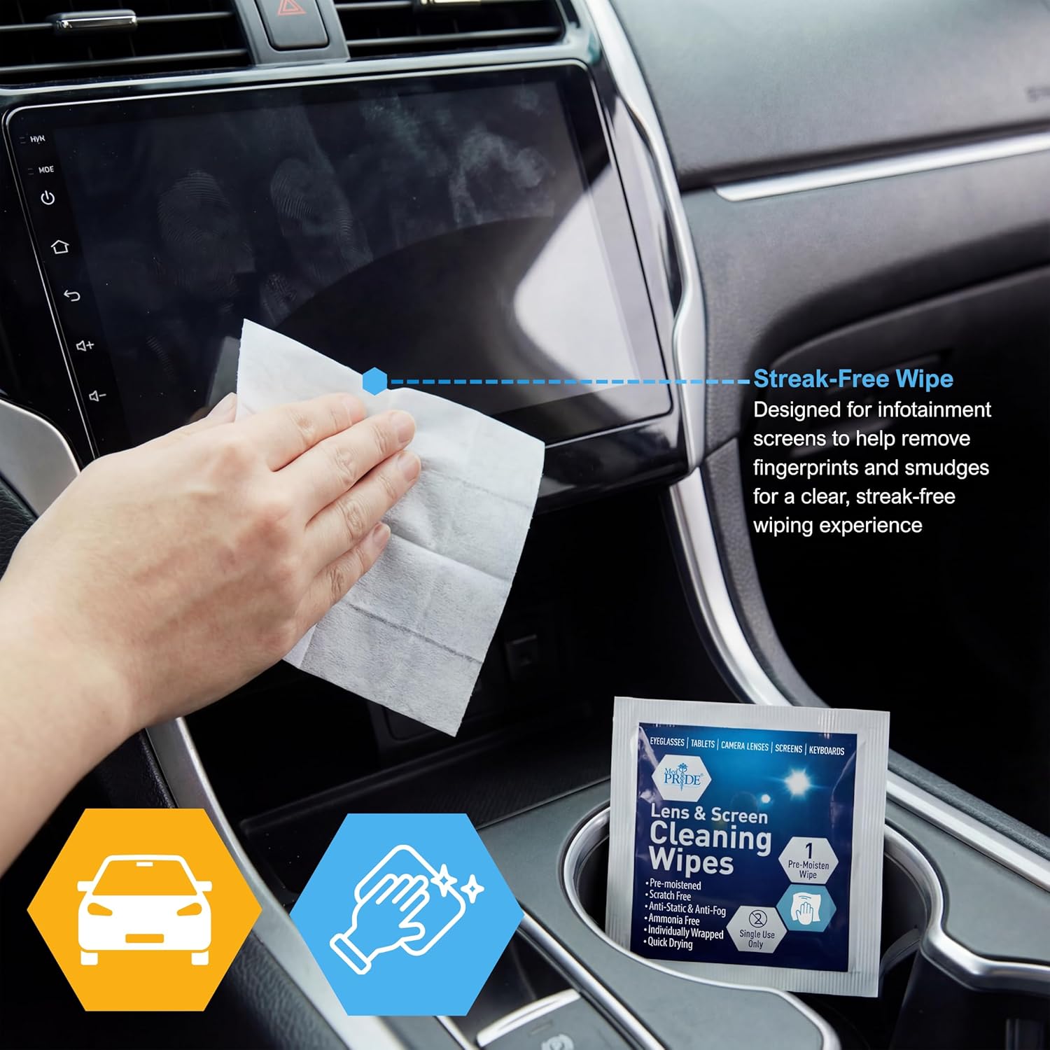 Anti Fog Lens Wipes 100 pcs IndividuallWrapped Streak Free Cleaner for for Eyeglasses, Sunglasses, Goggles, Screen, Phone, Individually Wrapped Eye Glasses Cleaner