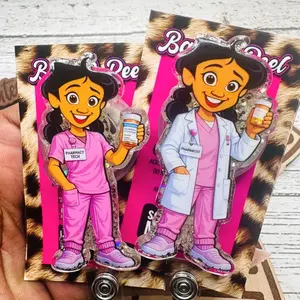 Pharmacy Pharmacist Tech Glitter Badge Reel: Funny Nurse ID Holder