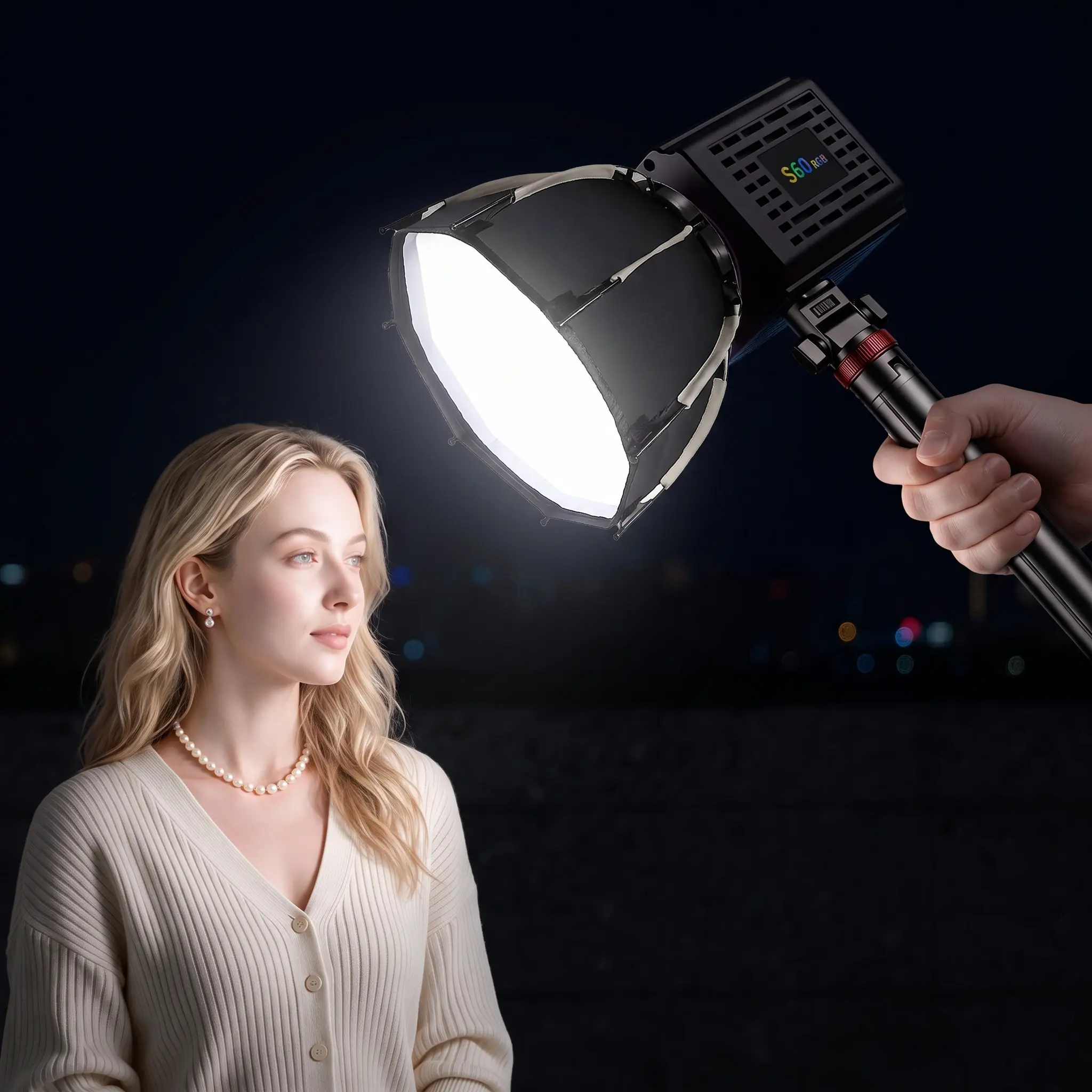 2026 Upgraded 3-Piece RGB COB Led Video Light Kit, 12000mAh Fast-Charging Rechargeable Battery, 3200K-6500K Adjustable Photography Light, 30cm Octagonal Softbox with Honeycomb Grid, Bowens Mount Studio Video Lighting for Vloggers