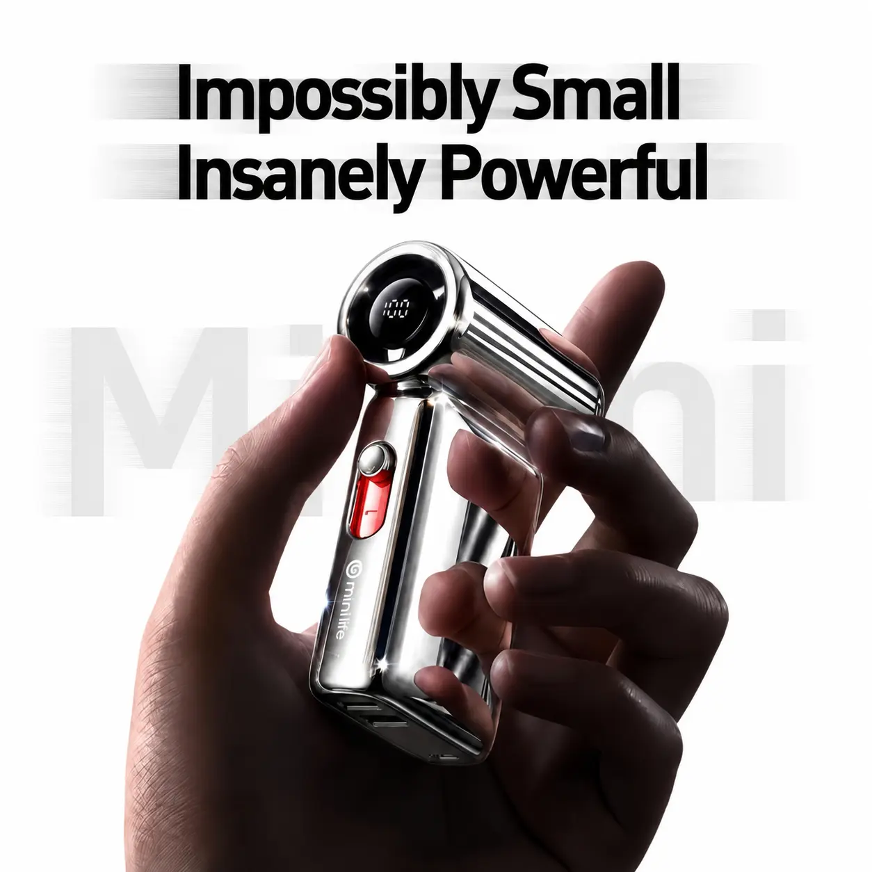 Mini life Portable Mini Handheld Fan F1-40000RPM Turbo Strong Airflow Electroplated body Small Fan 1-100 Speed 2000mAh USB-C Rechargeable Battery for Travel Gifts for Women Men(Silver)