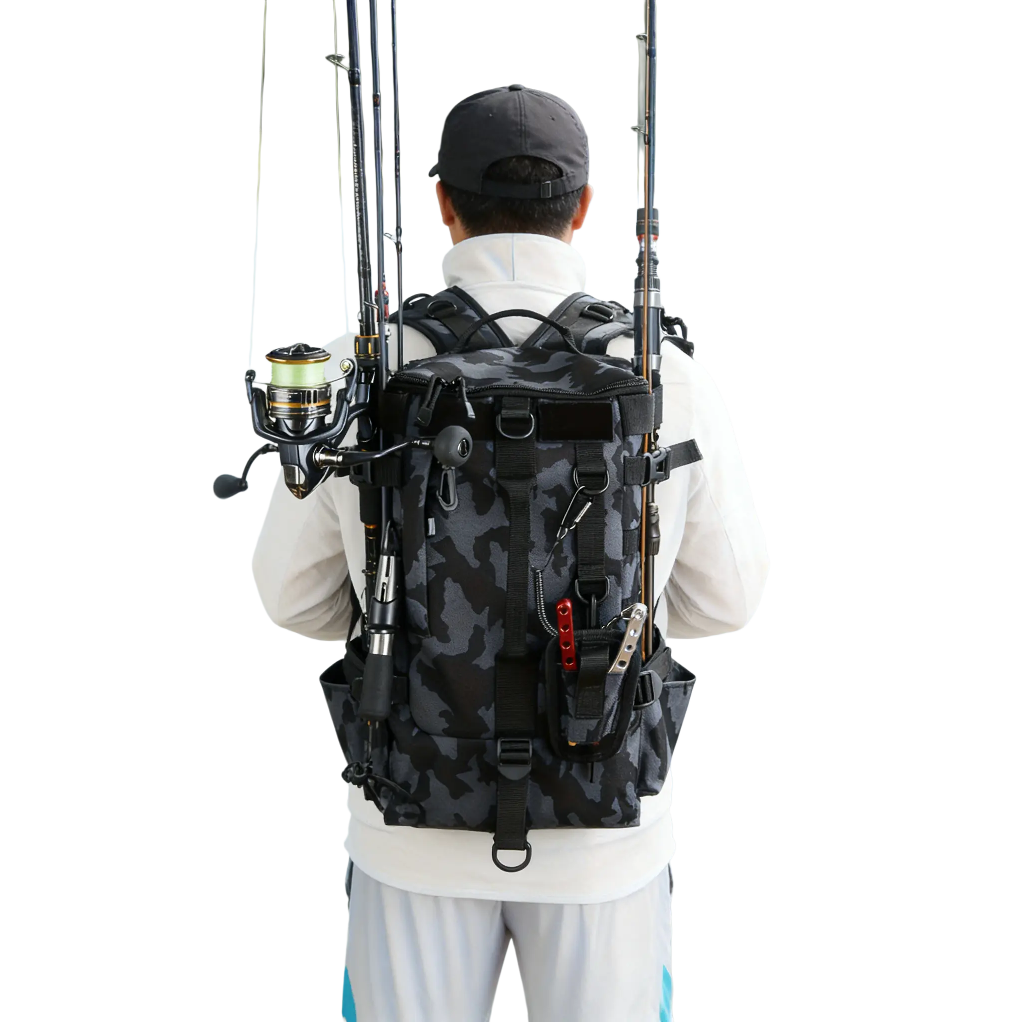 Multi-Purpose Fishing Backpack, Large Storage, Convertible Backpack/Sling, Tactical Outdoor Shoulder Bag, Navy Camo – Ideal for Fishing, Hiking, Camping & Daily Use. Great Helper for Anglers, Perfect Gift for Fishermen, Essential Outdoor Gear.