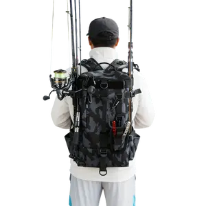 Multi-Purpose Fishing Backpack, Large Storage, Convertible Backpack/Sling, Tactical Outdoor Shoulder Bag, Navy Camo – Ideal for Fishing, Hiking, Camping & Daily Use. Great Helper for Anglers, Perfect Gift for Fishermen, Essential Outdoor Gear.