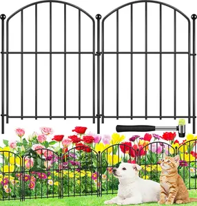 25 PCS Arched Fences, 24in(H) X 25ft(L) Arched No Dig Garden Fence Border with Metal Posts for Small Dog & Rabbit, Decorative Fences for Outdoor Landscape Yard Patio