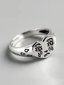 Women's Cute Heart Design Exquisite Trendy Heart Signet Ring, Vintage Trendy Retro Promise Engagement Rings, Stylish Vintage Jewelry As Birthday Gift for Women & Girls, Gifts for Wife, Vintage Rings