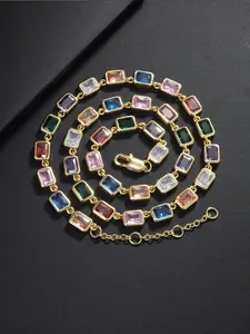 ICED CHICS 1 piece of colored cube sugar zircon jewelry necklace, suitable for both men and women, made of copper inlaid zircon material, suitable for important occasions to enhance your temperament, hip-hop casual style, Jewelry Gifts