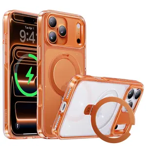 CASEKOO Official Cosmic Orange iPhone 17 Pro Max Case with Ultra Magnetic Stand, Fit for MagSafe, 16FT Military Grade Protection, Kickstand for Viewing & Work for 17 Pro Max, Clear Back, Orange