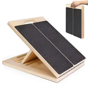 Slant Board for Calf Stretching Adjustable Portable Wooden Incline Board 300 Lbs Weight Capacity Calf Stretch Wedge for Leg Exercise Squat Physical Therapy portable slant board physical therapy equipment Workout