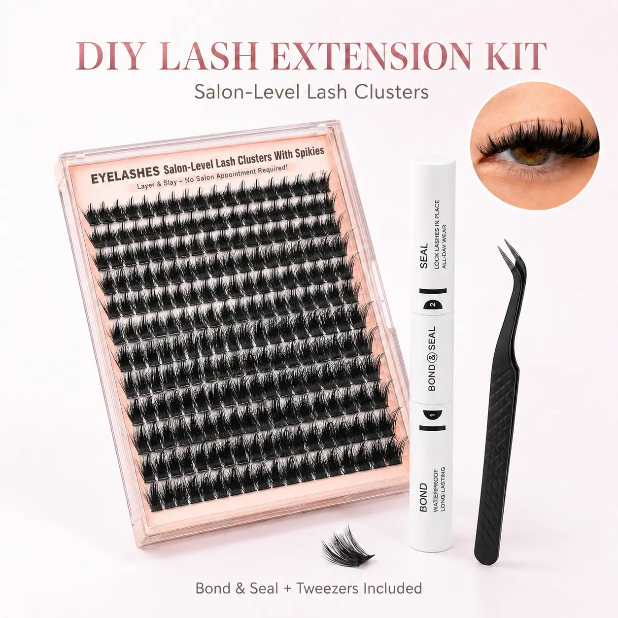 Spiked Manga Lash Clusters Kit, 180 Pcs Waterproof FauxMink Lashes, D Curl 10-18mm Mixed Tray for DIY EyelashExtensions, Lash Extensions, Flawless universal maxicom fisohochic photo shoot