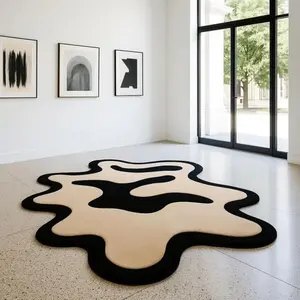 Irregular and Geometric Striped Carpet, Luxurious Plush Design for Living Room and Bedroom, Easy-To-Clean Large Area Rug, Modern Indoor Rug, Decorative Rug