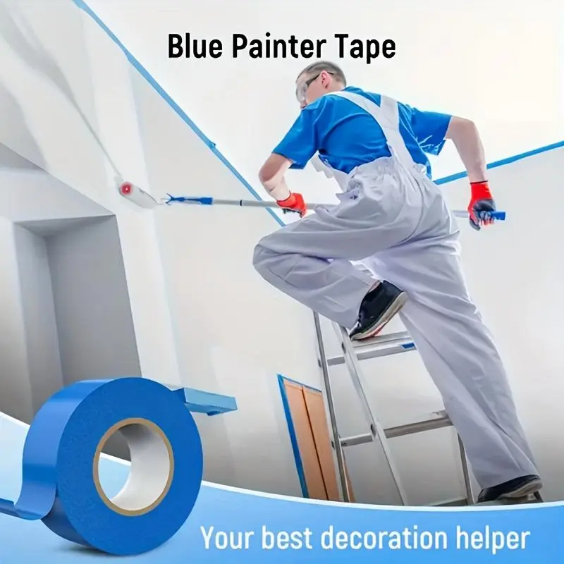 Blue Painter Tape, Perfect for Painting, No Residue, Easy Removal Masking Tape, Ideal for Home Office School DIY Crafts Labels, Adhesive Tape Roll