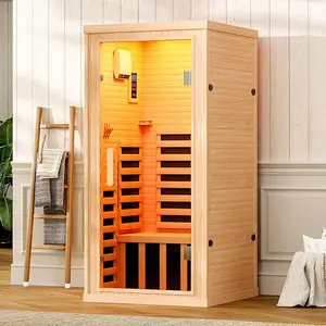 AMERLIFE Infrared Sauna for 1/2/4 Person, Low EMF 930W/110V&1463W/110V&2145W/110V Hemlock Wood Sauna with Tourmaline Foot Warmer, 7-Color Light Therapy,Best Gift Ideas/Christmas Gifts
