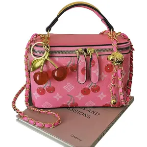 Trendy Cherry Print Storage Handbag for Women, Fashion Shoulder Box Bag, Versatile Casual Purse, Stylish Daily Accessory for All Seasons Gift