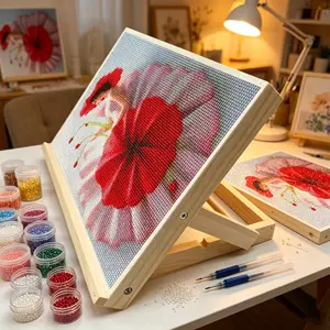 Small/Large Size Diamond Painting Board Holder, Ergonomic Wooden Stand for DIY Craft, Cross Stitch, Embroidery Projects