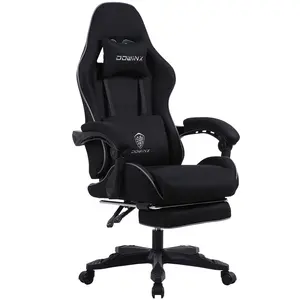 Dowinx Gaming Chair Fabric with Pocket Spring Cushion, Ergonomic Computer Chair with Footrest，Massage Game Chair Cloth with Headrest 290LBS