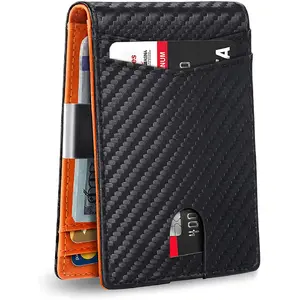 Men's Carbon Fiber Pattern Wallet for Men, Ultra-thin Minimalist Multi Card Slot Wallet, Rfid Blocking Pu Leather Wallet, Credit Card Holder Men's Wallet,for boyfriend, husband, father, holiday gift