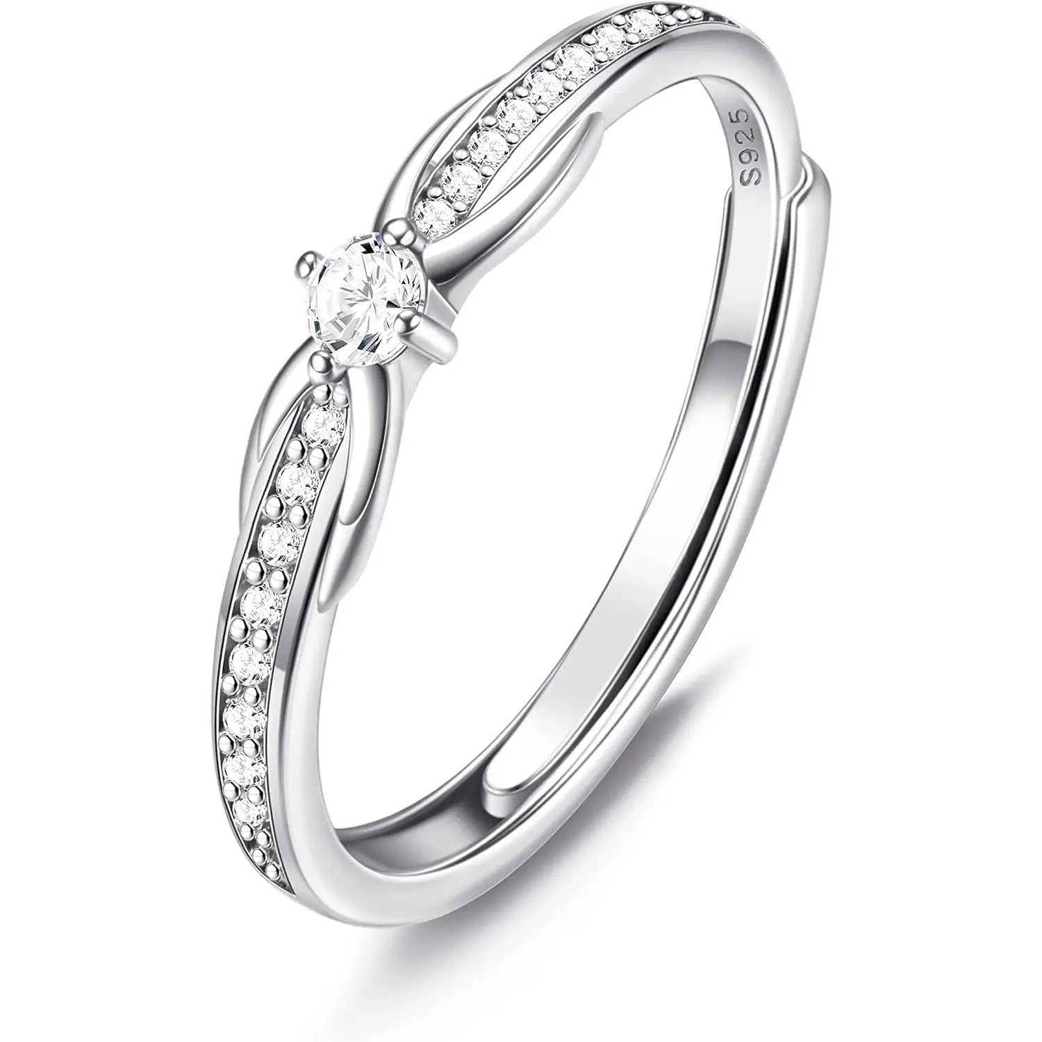 MILACOLATO 925 Sterling Silver Rings for Women - Adjustable Cubic Zirconia, Infinity Engagement Ring, Valentine's Day Gift