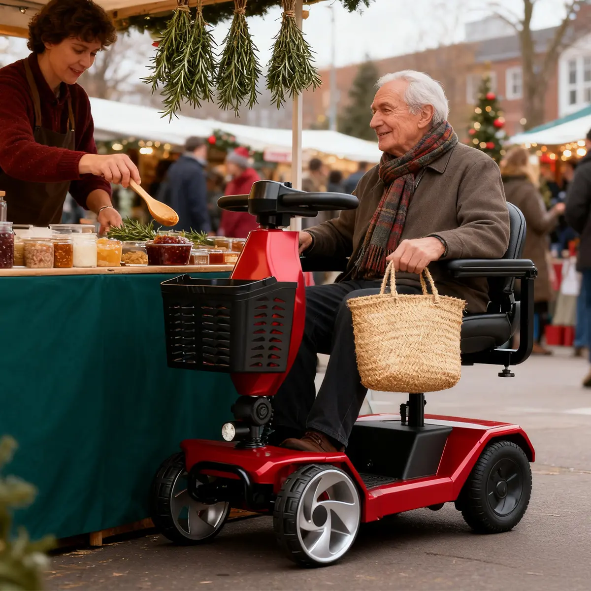 HOMYKING 4-Wheel Electric Mobility Scooter for Unisex Adults with 360-Degree Swivel Seat, 265 lbs Weight Capacity, 15 km Range for Shopping, Homyking Adult Mobility Scooter tiktokshopbacktoschool