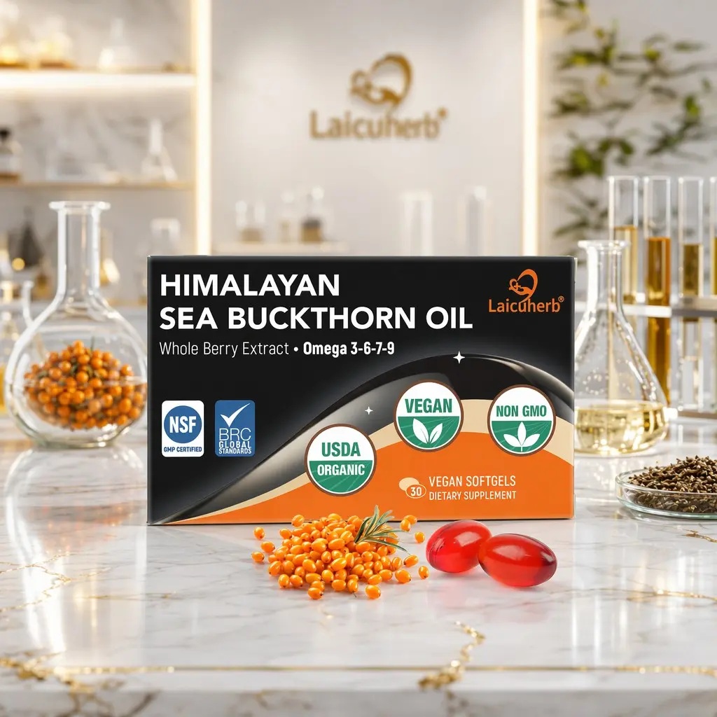 Himalayan Sea Buckthorn Oil Softgels, Whole Berry Extract with Omega 3-6-7-9, Organic Plant-Based Supplement, Vegan Non-GMO Formula, 30 Count
