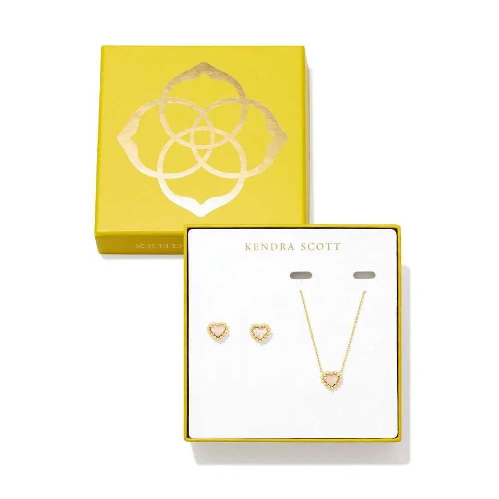 Kendra Scott Anna Framed Stud Earrings And Pendant Necklace - Iridescent Glitter Glass One Size