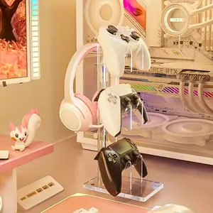 Acrylic Game Controller Stand Desktop Display Rack, Display Riser, Portable Clip Design, Essential Office Desk Organizer, Gaming Space Home Storage Decor