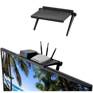 TV Monitor Top Storage Rack, Multi-functional Computer Screen Top Storage Shelf, Home Storage Organizer Bracket for Home Office, Wall Mount Design