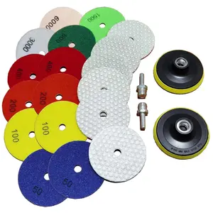 16 Packs Dry Diamond Polishing Pads Set, 4 Inch Dry/Wet Granite Buffing Pad for Marble Quartz Concrete Stone Tiles - High Temperature Resistance Sanding Kit for Grinder Polisher Drill