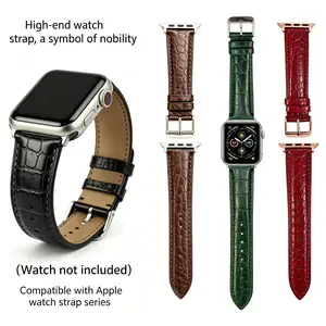 Premium Crocodile Texture Genuine Leather Apple Watch Band for Men Women Fits Ultra 3 2 1 Series 11-1 SE 3 2 SE 38mm-49mm Elegant Luxury Dress Wristband Strap