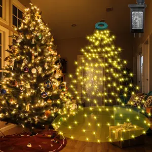 Christmas Tree Lights with Ring,448 LEDs Christmas Tree Lights with 8 Lighting Mode, 6.6FT x 16 Fairy String Lights Plug in for Indoor Outdoor Xmas Tree Wedding Party Decoration