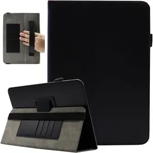 Universal 10 Inch Tablet Case, Universal 10.1 Inch Tablet Case,  Protective Folio Stand Android Case for 9.6-10.5 Inch Tablet with Hand Strap and Cards Slots, Black