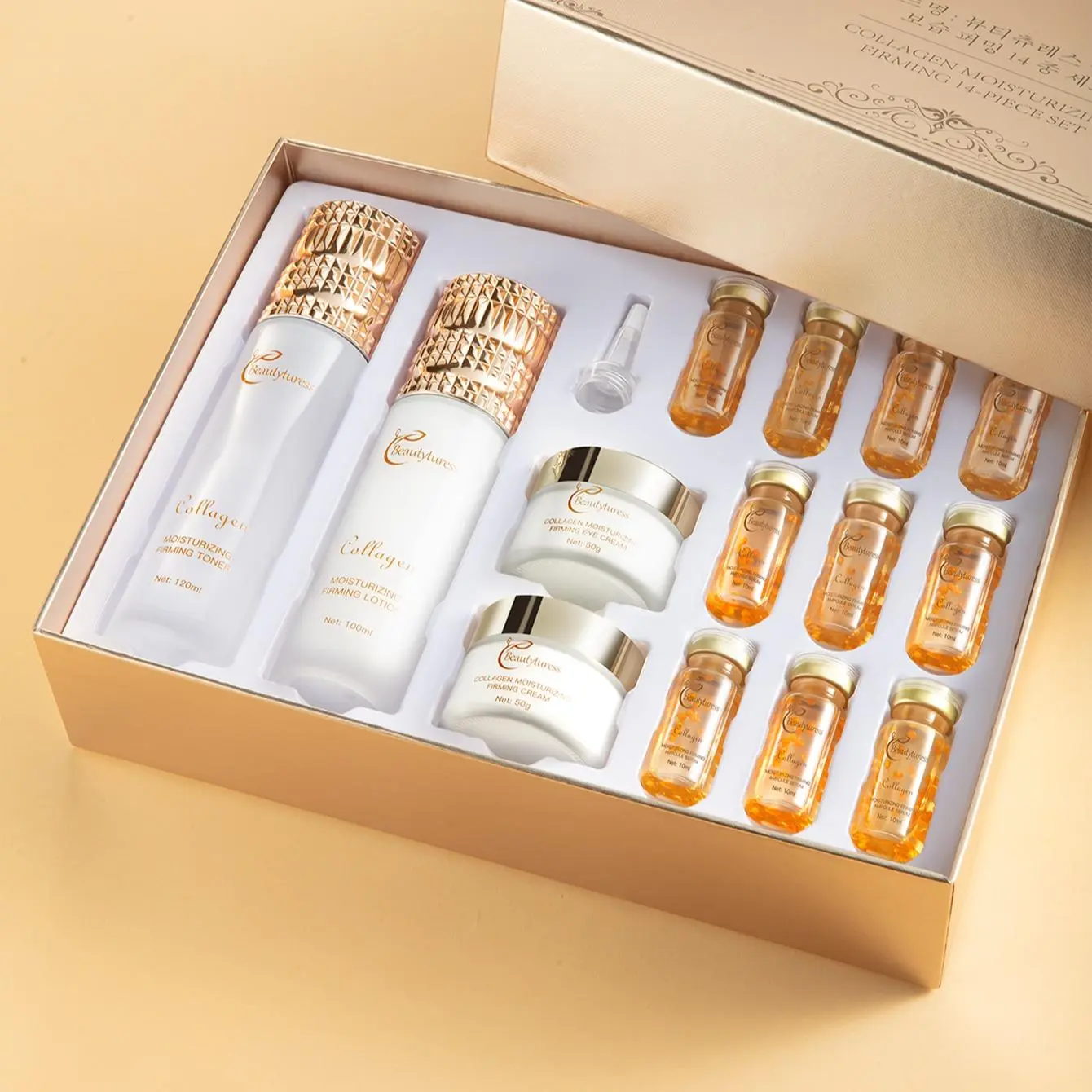 Gentle Korean  Anti-Aging Collagen Powerhouse Set | 14-Piece Deep Moisturizing + Firming Treatment | Stimulates Collagen, Refines Skin | FDA Registered