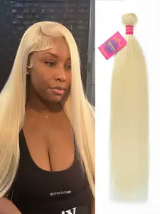613 Blonde Hair Bundles, 100% Unprocessed Brazilian Virgin Human Hair, Straight Weave, Natural, Women's Hair Extensions