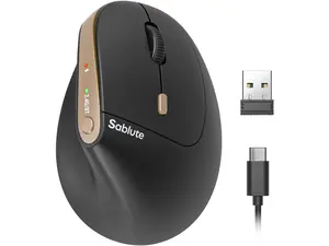 SABLUTE MAM3 Ergonomic Mouse, Rechargeable Wireless Vertical Mouse with 4 Adjustable DPI Options, Dual-Device Connectvity for Computer/PC/Laptop,Bluetooth Mouse for Window,Mac OS