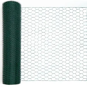 HITTITE Green Chicken Wire 18/24/36/48 inch(H) x 100 ft(L), 39 Inch(H) x 46/85/128/168 Ft(L) Anti-Rust Hexagonal Galvanized Metal Garden Netting for Floral Arrangements, PVC Coated Chicken Wire Coop for Crafts Plant Protector Pet Rabbits Fencing