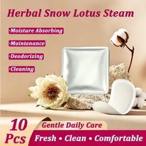 10Pcs Herbal Snow Lotus Feminine Care, Cotton Breathable Daily Comfort Pads, Fresh Clean Gentle Care, Individually Wrapped Herbal Essence Panty Liners for Women