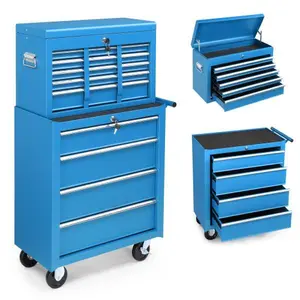 【Summervibes】Winado 24" Portable Tool Box, 5 Drawers & Top Storage Tray Tool Box with Drawers, Lockable Metal Tool Chest Cabinet for Garage, Warehouse, Repair Shop & Home