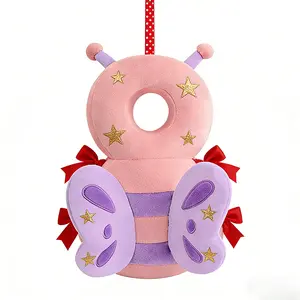 Adorable Bee Design Baby Backpack Breathable Cotton Head Protection Cushion Toddler Safety Travel Essentials for 0-3 Years Super Soft Crystal Velvet Fabric