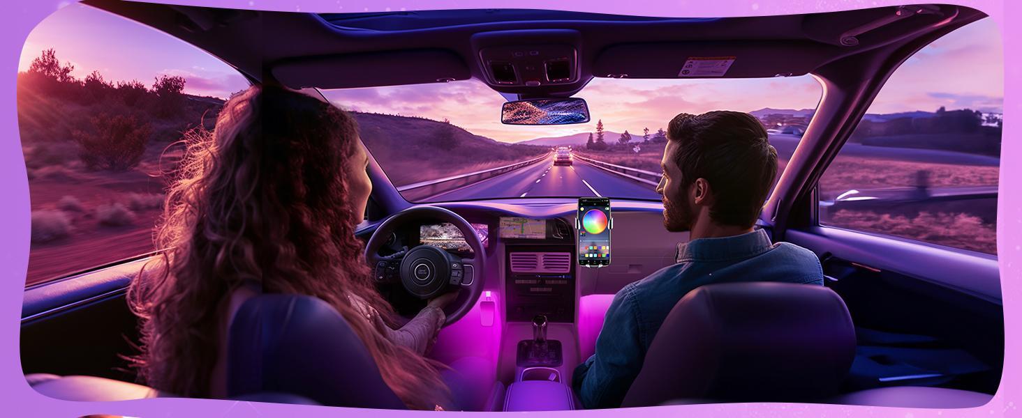 DIBMS LED Strip Lights with USB Adapter: Ambient Car Lighting Kit, App & Remote Control, Music Sync Mode, 4Pcs Strip Lights for SUVs & Trucks, 5V RGB LED Music Control Rock Lights Kit