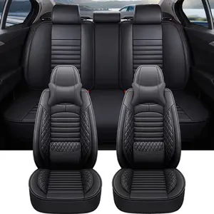 Durable PU Leather Car Seat Cover, Soft Waist Support, Full Coverage for 5-Seat Vehicles, All Seasons Protection, Automotive Seat Covers