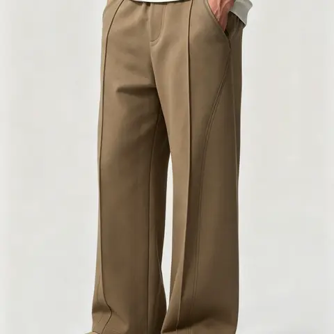 Fioboc Men's Straight Leg Plain Stretch Pants - Fall Winter Business Casual Essential Bottoms, Structured