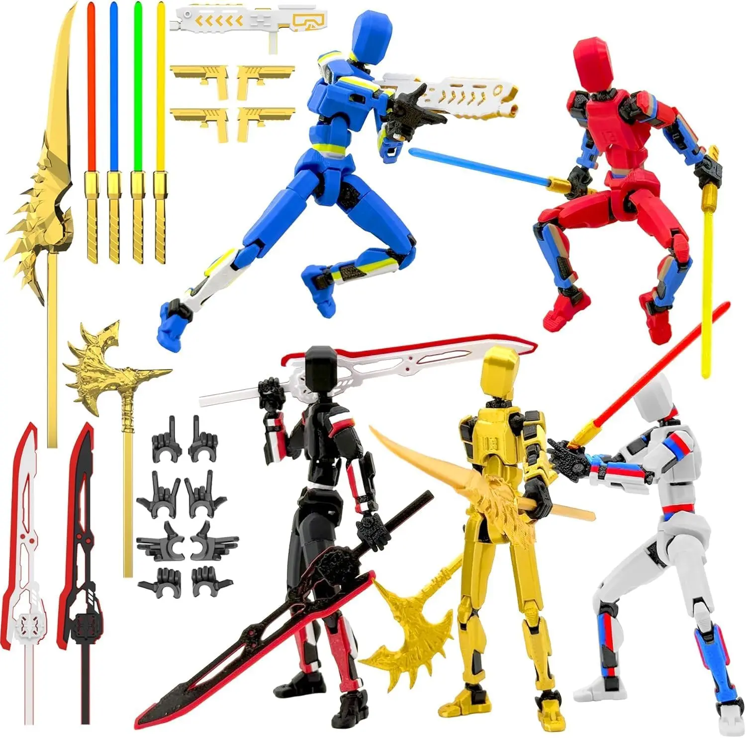 Pre-Assembled Multi-Color T13 Titan Robo Nova Lucky 13 Action Figure (1pc/5-Pack) - Includes Laser Saber, 3D Printed Dummy, Collector Set - Toys for Ages 12+ Grown Ups